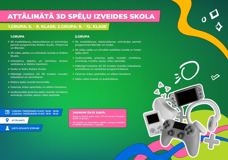 Attālinātā 3d spēļu izveides skola 
