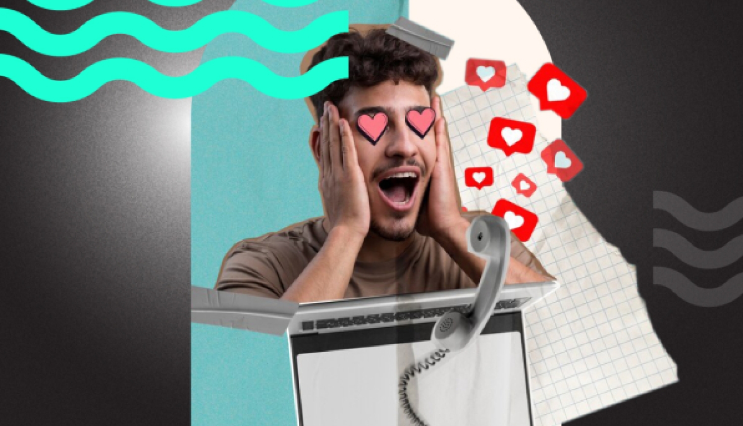 Infografika - vīrietis ar sirsniņām acīs