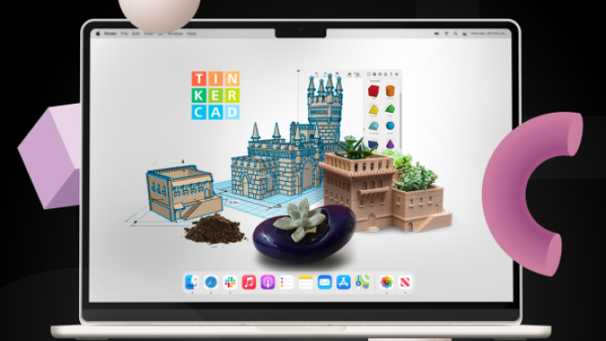 Digitāli uzzīmēta pils uz portatīvā datora