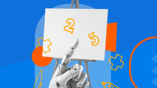 Robota roka rāda uz cipariem